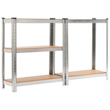 Storage Shelves 3 pcs Silver 75x30x172 cm Steel and MDF 144272