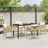 Garden Dining Set with Cushion 5 pcs Beige Poly Rattan 3380021