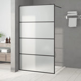 Walk-in Shower Wall Black 115x195 cm Frosted ESG Glass 152133