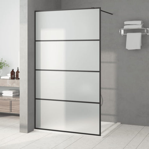 Walk-in Shower Wall Black 115x195 cm Frosted ESG Glass 152133