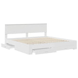Bed Frame with Headboard White 200 x 200 cm Engineered Wood 3410854