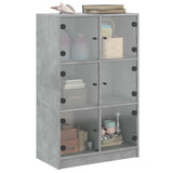 Highboard with Doors Concrete Grey 68x37x109 cm Engineered Wood 3295853