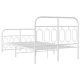 Metal Bed Frame without Mattress with Footboard White 120x200cm 377182
