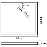 Rectangular ABS Shower Base Tray Black 80x90 cm 148917