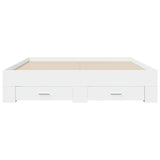 Bed Frame White Engineered Wood Double Bed Frame Rectangular 3280370