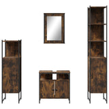 4 Piece Bathroom Furniture Set Smoked Oak Engineered Wood 3214827
