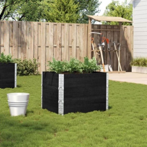 ZNTS Garden Planter Black 80x60 cm Solid Wood Pine 3295420