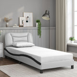 Bed Frame with LED without Mattress "Hvar" White and Black 90x200 cm 3213912