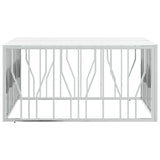 ZNTS Coffee Table Silver 100x100x50 cm Stainless Steel and Glass 350067