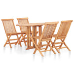 ZNTS 5 Piece Folding Outdoor Dining Set Solid Teak Wood 49003