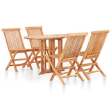 ZNTS 5 Piece Folding Outdoor Dining Set Solid Teak Wood 49003