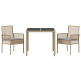 Garden Dining Set 3 pcs Beige Poly rattan 3334879