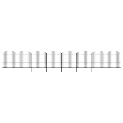 ZNTS Garden Fence with Spear Top Steel x13.6 m Black 277755