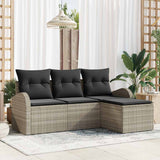 Sofa Set with Cushion with Storage 4 pcs Light Grey Poly Rattan 3354661