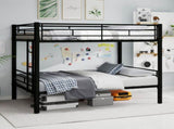Black thickened reinforced metal high-low bed with simple wrought iron upper and lower bunk beds for W3987P434163
