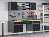 Work Cabinet 7 pcs Black and Grey Engineered Wood and Steel 3321466