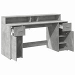 Desk with LED Lights Concrete Grey 160x55x91 cm Engineered Wood 3309432