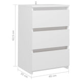 Bed Cabinet White 40x35x62.5 cm Engineered Wood 806211