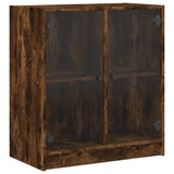 Side Cabinet with Glass Doors Smoked Oak 68x37x75.5 cm 836424