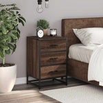 ZNTS Bedside Cabinet Brown Oak 40x34.5x60 cm Engineered Wood and Metal 848723