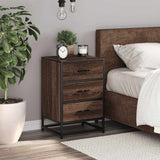 Bedside Cabinet Brown Oak 40x34.5x60 cm Engineered Wood and Metal 848723