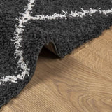 Shaggy Rug PAMPLONA High Pile Modern Black and Cream 240x340 cm 375417