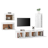 TV Cabinets 5 pcs White Solid Wood Pine 3100260