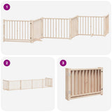 Dog Gate with Door Foldable 6 Panels 480 cm Poplar Wood 3155721