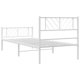Metal Bed Frame without Mattress with Footboard White 100x190cm 372240