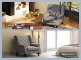 Retro Accent Chair, Linen Wingback Armchair with Wood Frame Button Tufted Design for Living Room T3398P343491