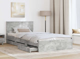 Bed Frame with Drawer Concrete Grey 90 x 190 cm Engineer Wood 3408022