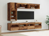 TV Cabinet with LED Wall-mounted 7 pcs Old Wood Engineered Wood 3402983