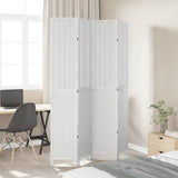 Room Divider 4 Panels White Solid Wood Paulownia 358724
