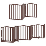 Dog Gate with Door Foldable 12 Panels Brown 600 cm Poplar Wood 3155604