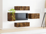 TV Wall Cabinet Set 4 pcs Smoked Oak Engineered Wood 3408939