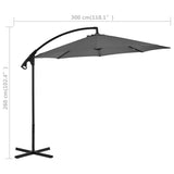 Cantilever Garden Parasol Anthracite Polyester, Steel 44875