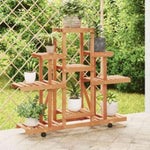 Flower Stand with Wheels 110x25x101 cm Solid Wood Fir 362852