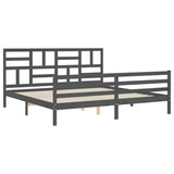 Bed Frame without Mattress Grey 200x200 cm Solid Wood 3194918