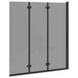 Bath Shower Screen Manual Black 130 x 138 cm Tempered Glass 42018543