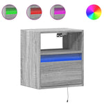 ZNTS Wall-mounted Bedside Cabinet with LED Lights Grey Sonoma 3307985