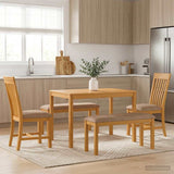 Dining Set 5 pcs Grey Solid Oak Wood 3430284