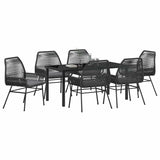 Garden Dining Set with Cushion 7 pcs Black Poly Rattan 3380873