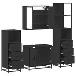 ZNTS 4 Piece Bathroom Furniture Set Black Engineered Wood 3301245