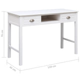 Writing Desk White 110x45x76 cm Wood 284155
