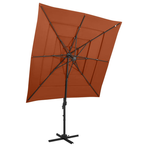 4-Tier Garden Parasol with Aluminium Pole Terracotta 250x250 cm 313825
