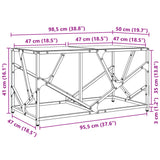 ZNTS Coffee Table with Transparent Glass Top 98.5x50x41 cm Steel 845996