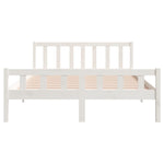Bed Frame without Mattress White Solid Wood King Size 810685