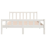 Bed Frame without Mattress White Solid Wood King Size 810685