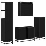 Bathroom Furniture Set 4 pcs Black Oak Engineered Wood 3402356