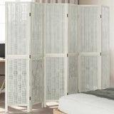 Room Divider 6 Panels White Solid Wood Paulownia 358682